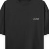 Black T-shirt with small "LIVNT" logo embroidered on the left chest