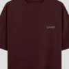 Maroon oversized t-shirt by LIVNT Originals with small multicolor logo on chest