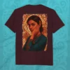 Ornate Unisex Tee in maroon with detailed portrait print – luxury Supima cotton t-shirt by LIVNT
