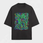 ECOFORM modern art oversized black t-shirt front view – streetwear by House of LIVNT