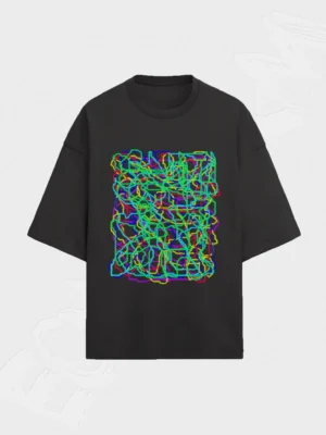 ECOFORM modern art oversized black t-shirt front view – streetwear by House of LIVNT