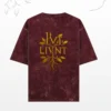 LIVNT Roots oversized acid-washed tee in maroon red – unisex 240 GSM streetwear shirt