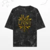 Black acid-washed LIVNT Roots oversized tee – unisex heavy cotton streetwear
