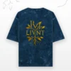 Navy blue oversized tee by LIVNT Roots – acid-washed unisex streetwear shirt