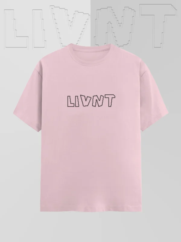 LIVNT Pixel T-Shirt in Blush Static – Light Pink Unisex Graphic Tee