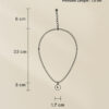 LIVNT Verdant Circle necklace size chart diagram showing chain length 22cm, extender 6cm, and pendant diameter 1.7cm with measurement illustrations