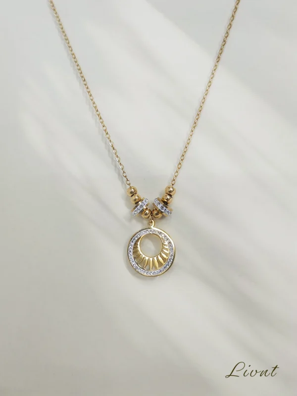 Halo Necklace by LIVNT – stainless steel with 18K anti-tarnish gold plating and crystal halo pendant