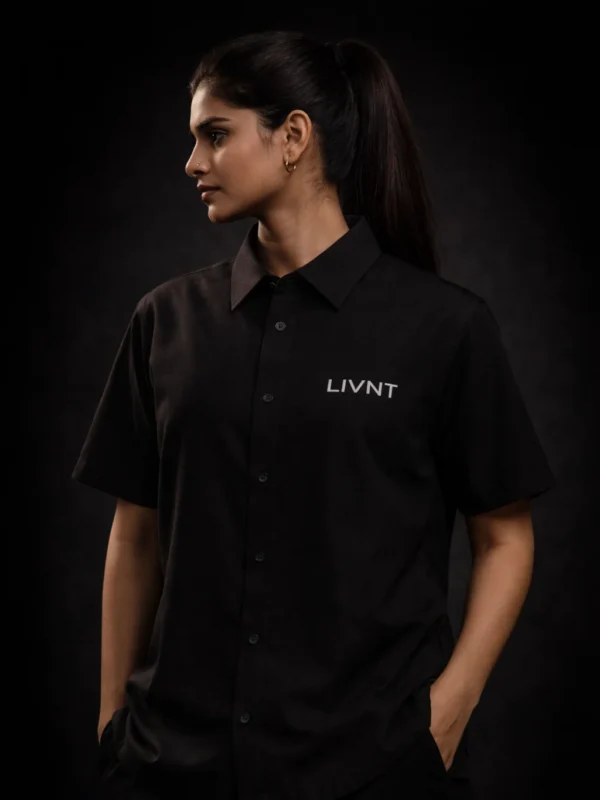 LIVNT Chathan Theyyam shirt front with minimal logo branding